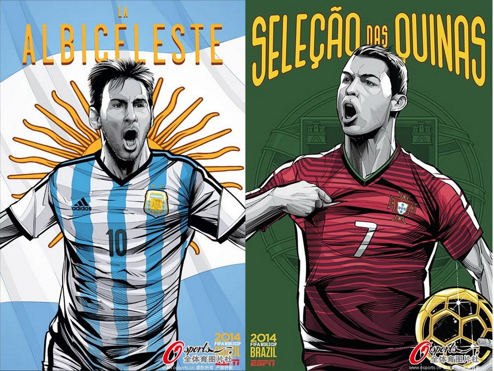 ملصقات ترويجية لأقوى 32 منتخبا مشاركا في كأس العالم 2014 في البرازيل