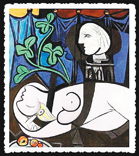 لوحة "عارية - اوراق خضراء وتمثال نصفي" للفنان الإسباني بابلو بيكاسو"