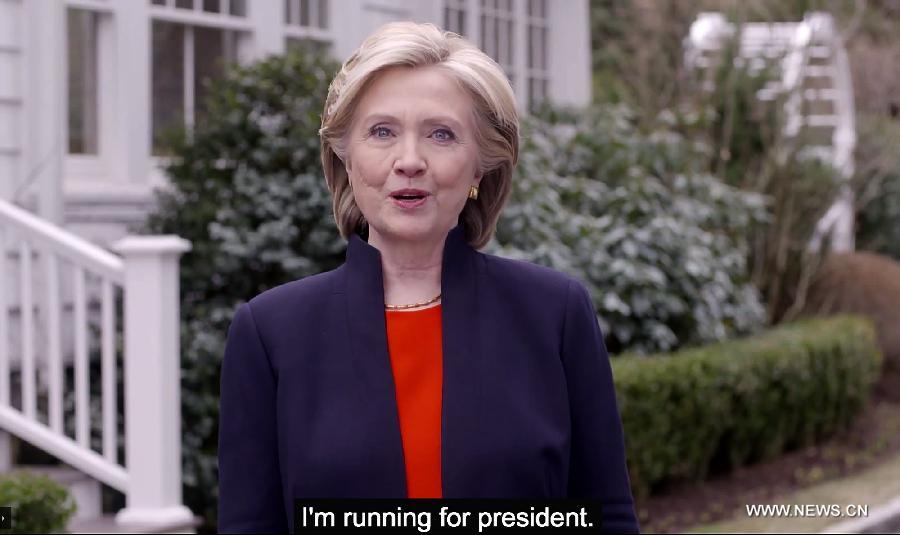 عاجل: هيلاري كلينتون تعلن دخولها سباق الانتخابات الرئاسية الامريكية 2016