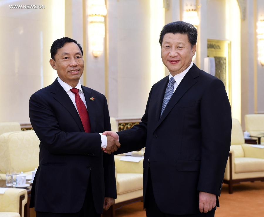 الرئيس الصيني يلتقى برئيس الحزب الحاكم فى ميانمار