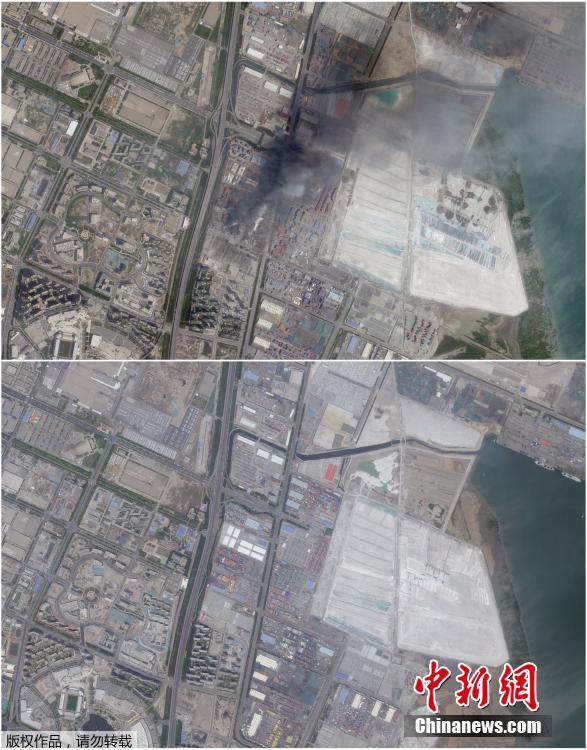 جوجل تنشر صورا للمقارنة ما قبل وبعد انفجار تيانجين