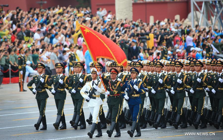 الصين تقوم ببروفة عرض عسكري بمناسبة انتصار الصين على اليابان وانتهاء الحرب العالمية الثانية