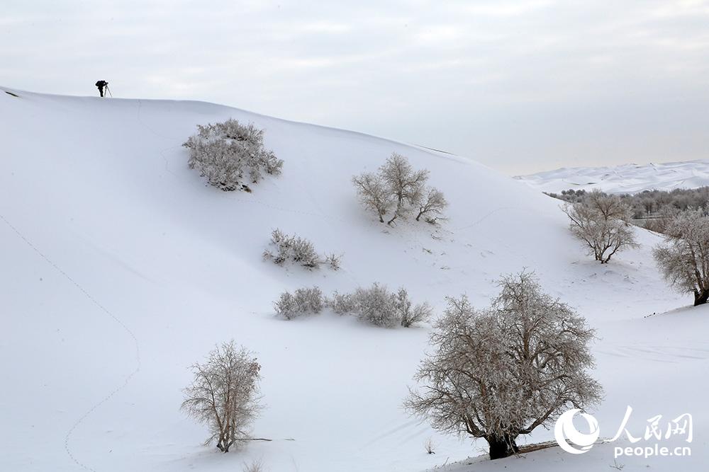 مناظر خلابة لأكبر صحراء صينية مغطاة بالثلوج