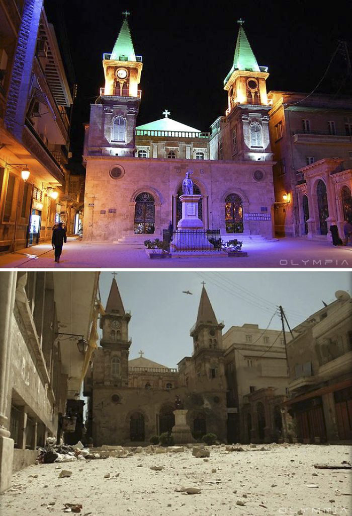 صور مقارنة.. حلب السورية جنة قبل الحرب وأنقاض بعدها