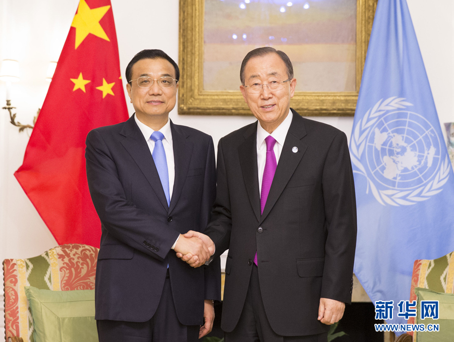 رئيس مجلس الدولة الصيني يلتقي بالأمين العام للأمم المتحدة لمناقشة قضايا التنمية والتغير المناخي
