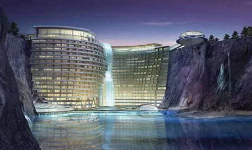 انتهاء بناء فندق في حفرة عميقة بشانغهاي قريبا