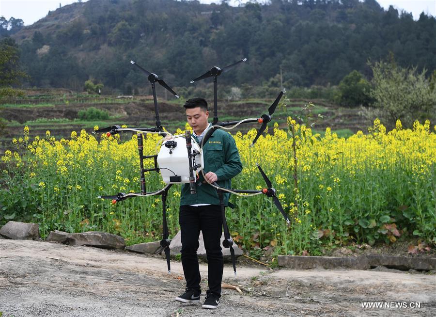 طائرة بدون طيار تساعد في الإنتاج الزراعي جنوب غربي الصين