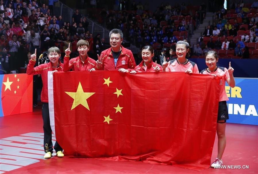فريق سيدات الصين يتوج ببطولة العالم لفرق تنس الطاولة للمرة الرابعة على التوالي