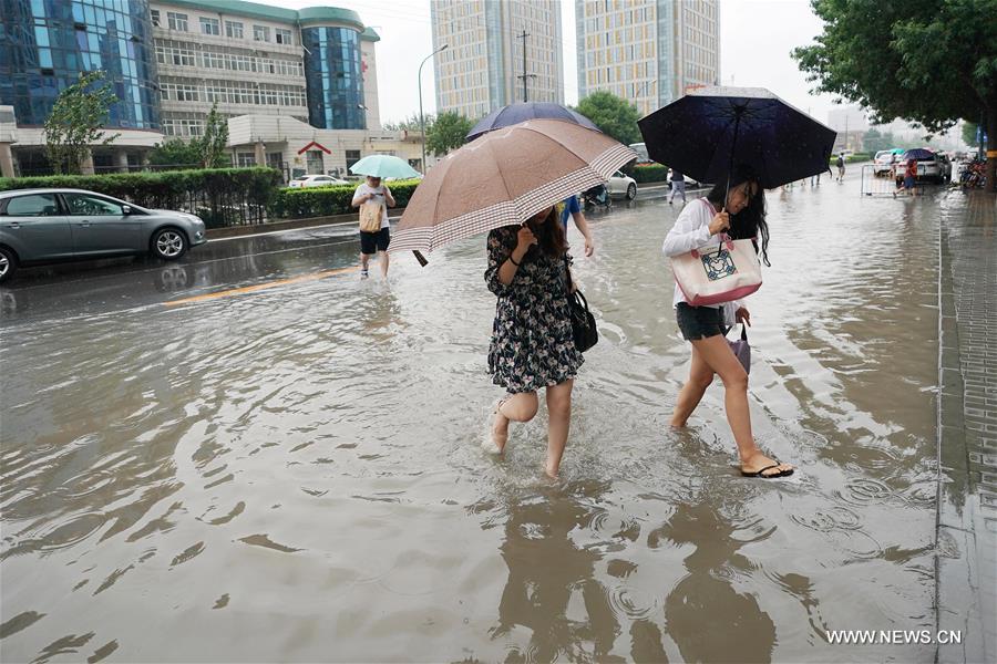 أمطار غزيرة تغمر بكين وتيانجين