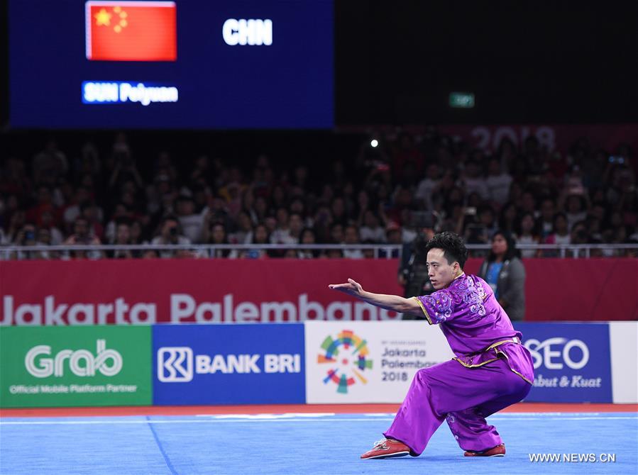 رياضي الووشو الصيني سون يفوز بأول ميدالية ذهبية في الألعاب الآسيوية 2018