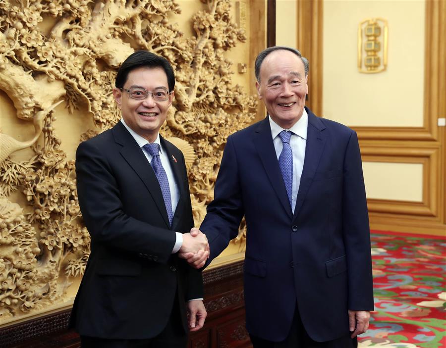 نائب الرئيس الصيني يلتقي نائب رئيس الوزراء السنغافوري