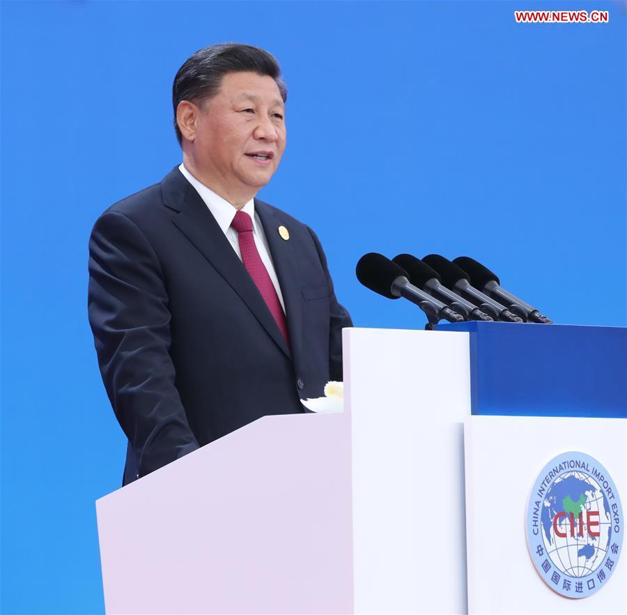 شي يلقي كلمة في حفل افتتاح معرض الصين الدولي الثاني للاستيراد