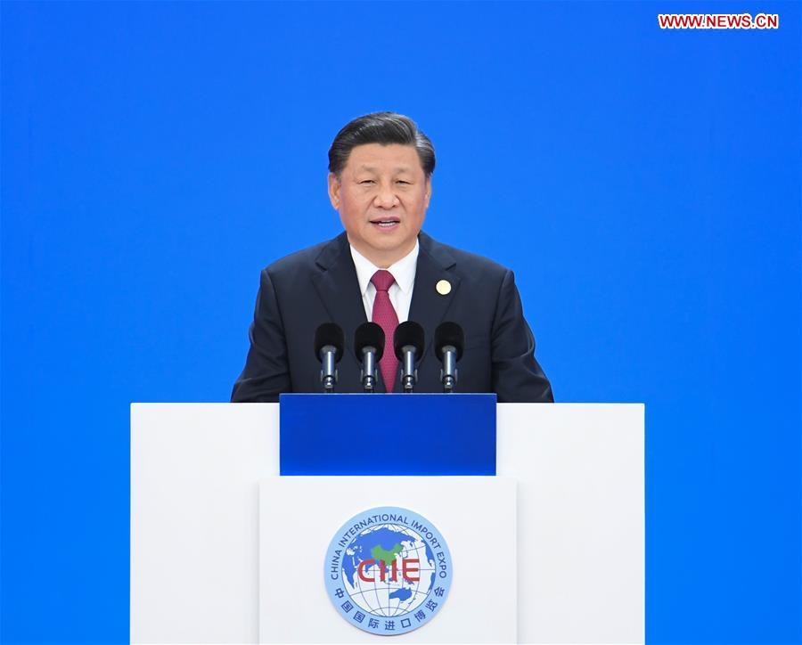 شي يلقي كلمة في حفل افتتاح معرض الصين الدولي الثاني للاستيراد
