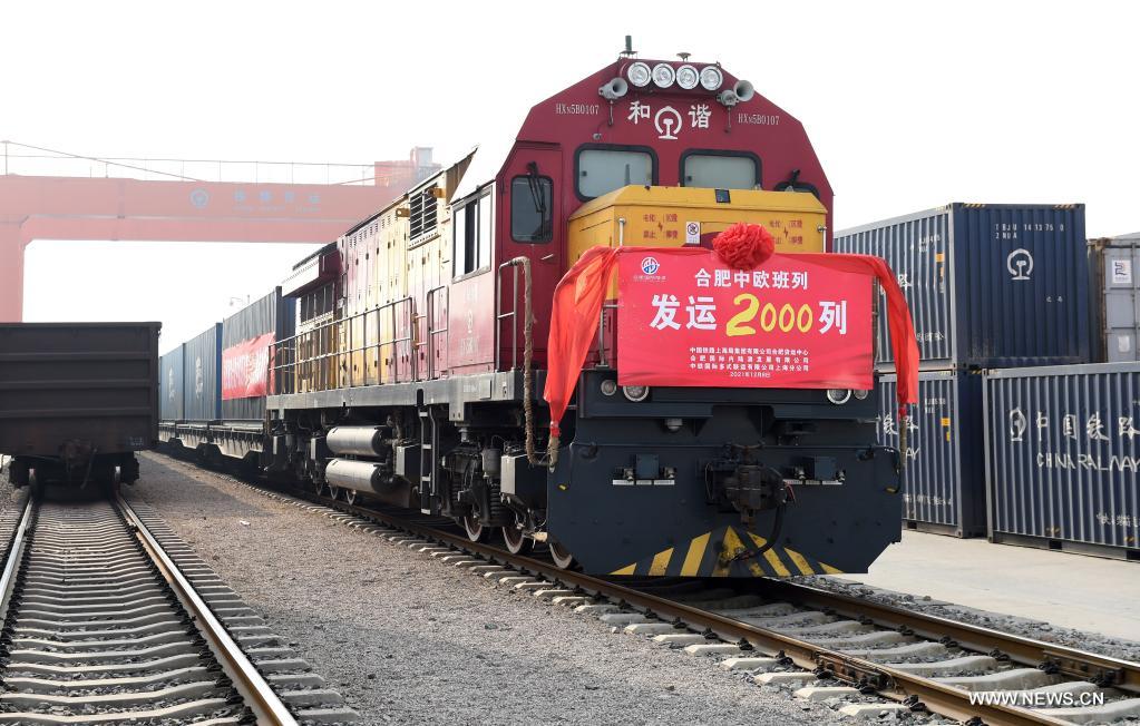 مدينة شرقي الصين تحتفل بتسجيل 2000 رحلة قطار شحن بين الصين وأوروبا