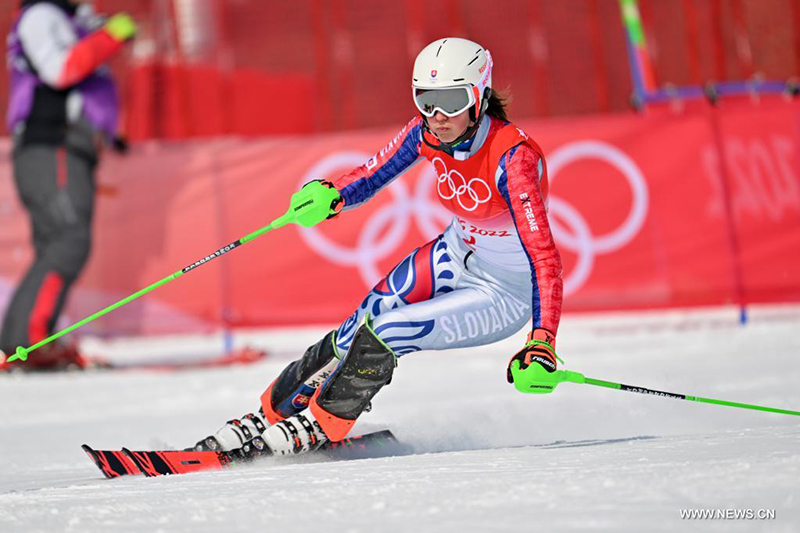 السلوفاكية بيترا فلهوفا تفوز بالميدالية الذهبية في سباق التزلج المتعرج للسيدات في أولمبياد بكين