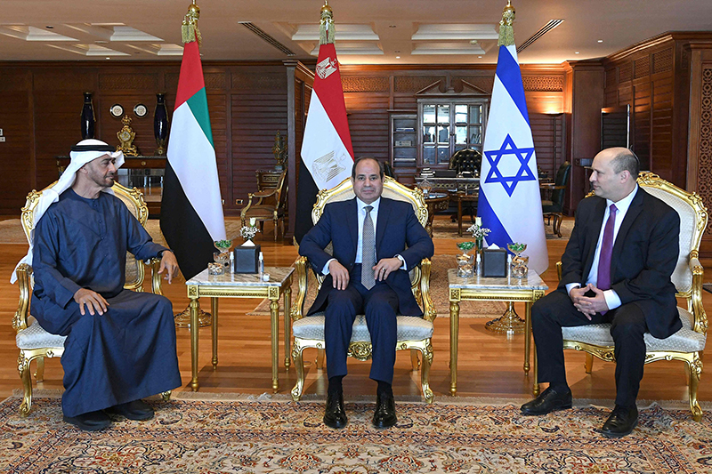 الرئاسة المصرية: السيسي ومحمد بن زايد وبينيت عقدوا قمة ثلاثية في شرم الشيخ
