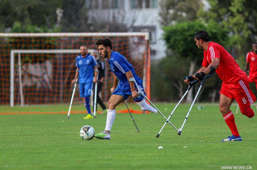 المباراة النهائية لبطولة كرة القدم لمبتوري الأطراف في غزة