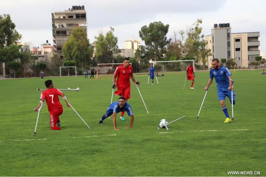 المباراة النهائية لبطولة كرة القدم لمبتوري الأطراف في غزة