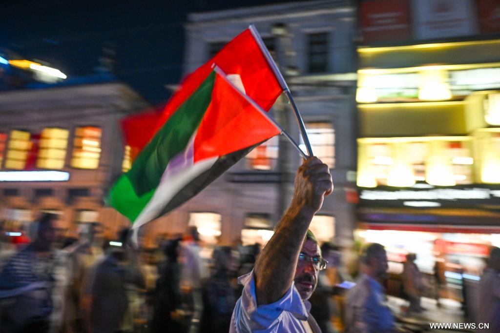 تظاهرة حاشدة في إسطنبول تندد بالعدوان الإسرائيلي على غزة