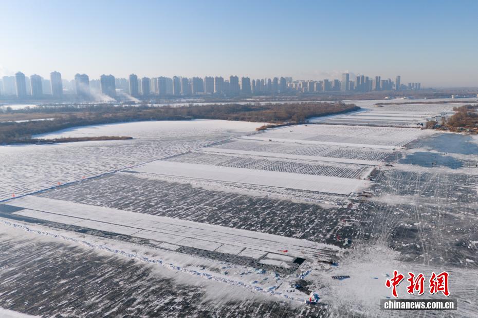 في هاربين... العمّال يتوافدون على محاجر الجليد قبل انطلاق مهرجان النحت