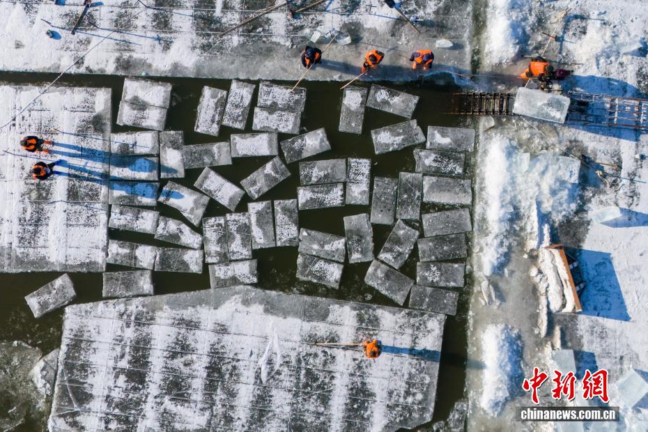 في هاربين... العمّال يتوافدون على محاجر الجليد قبل انطلاق مهرجان النحت
